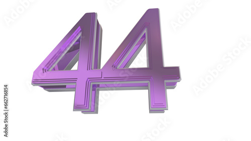 Creative purple 3d number 44