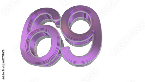 Creative purple 3d number 69