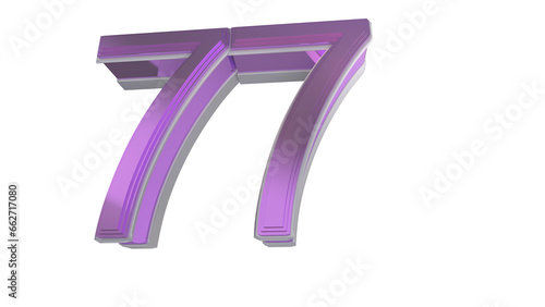 Creative purple 3d number 77