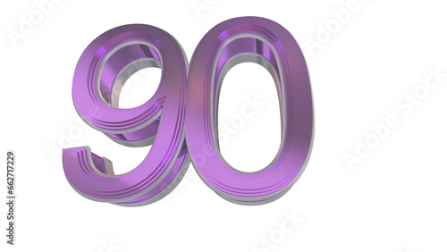 Creative purple 3d number 90