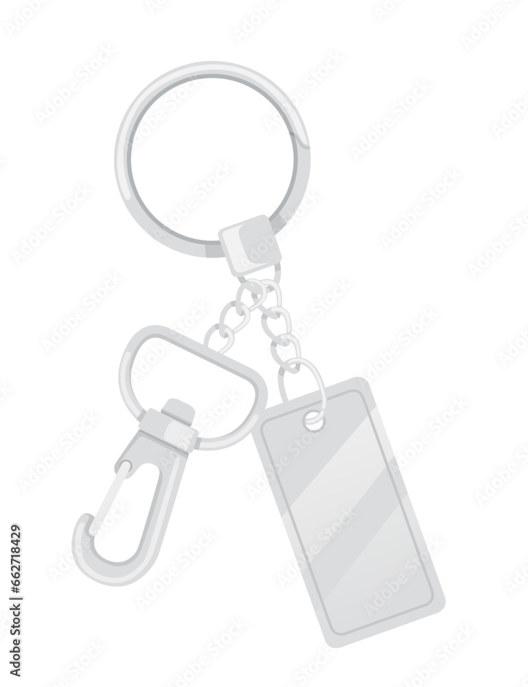 Steel keychain with ring and chain vector illustration isolated on white background Steel keychain with ring and chain vector illustration isolated on white background