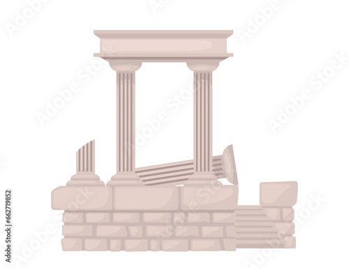 Ancient ruins with stone pillars, decor item for aquarium vector illustration isolated on white background