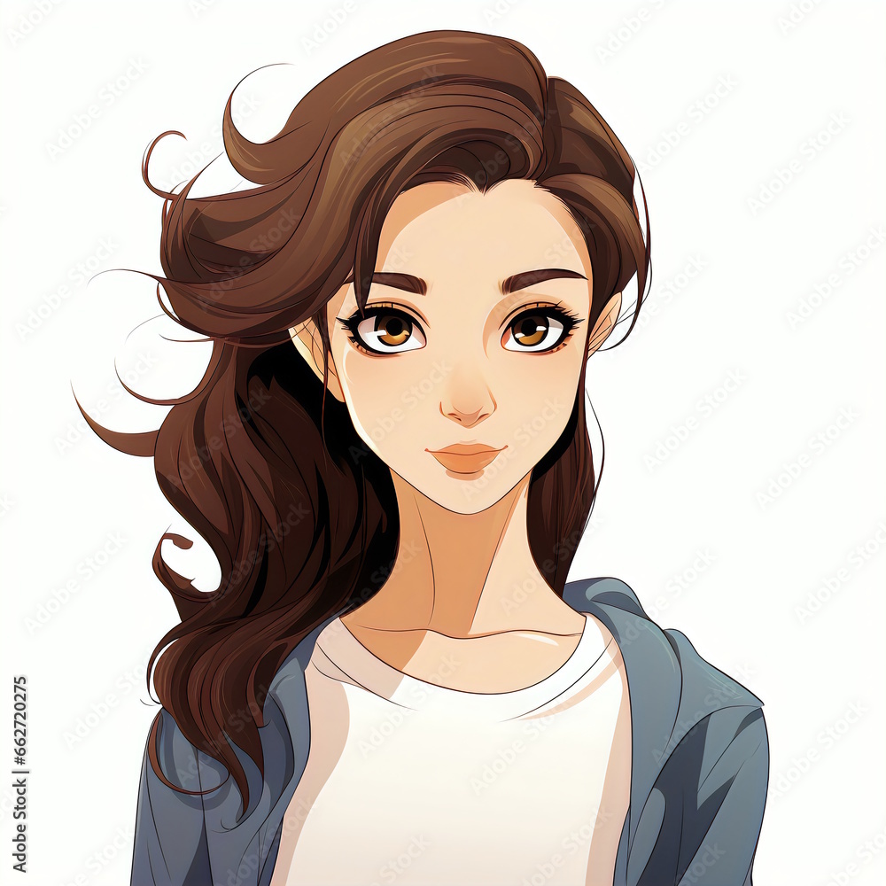 Cartoon Character Teenage Girl Isolated on White Background. Cartoon Character Teenage Girl Isolated on White Background.
