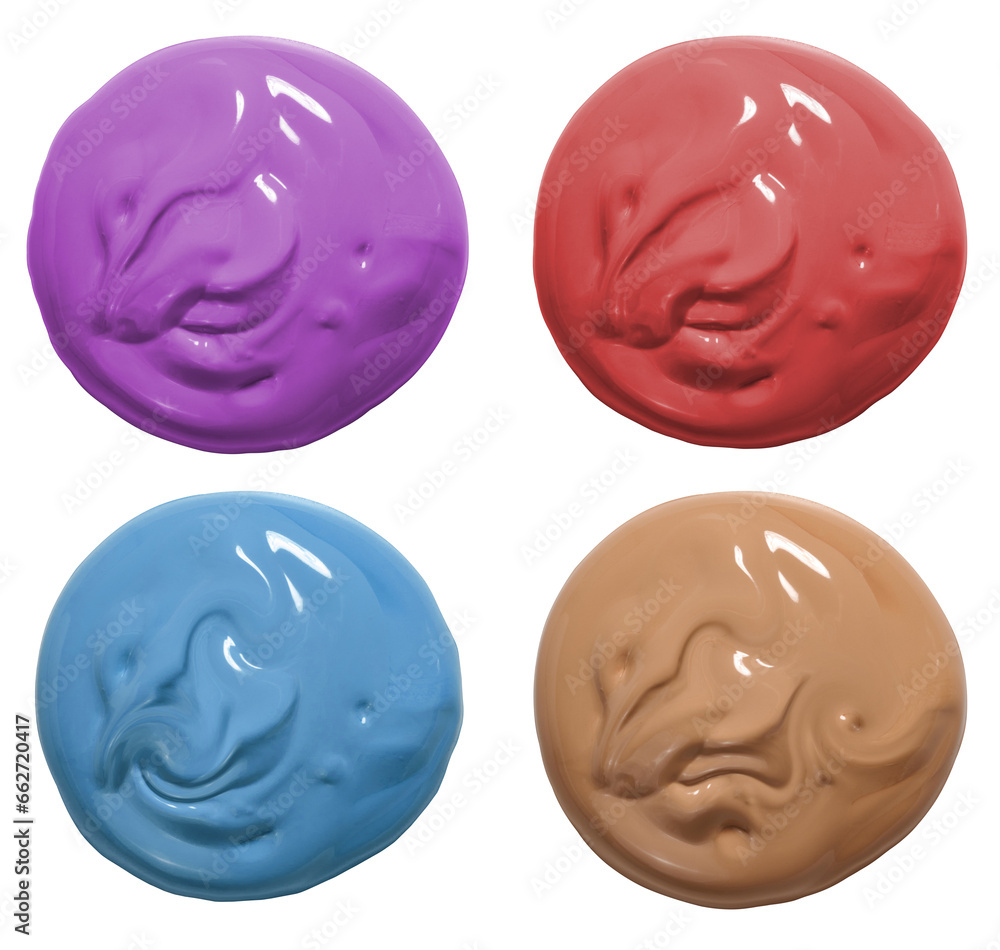 Multi-colored samples of thick consistency on a white isolated background Multi-colored samples of thick consistency on a white isolated background