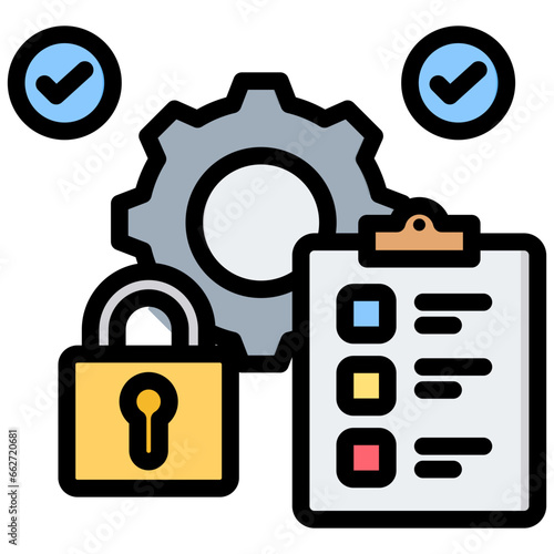 Lockout Procedures Outline Color Icon