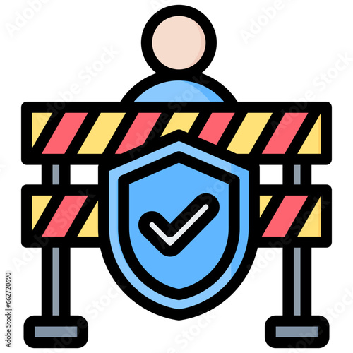 Protective Barriers Outline Color Icon