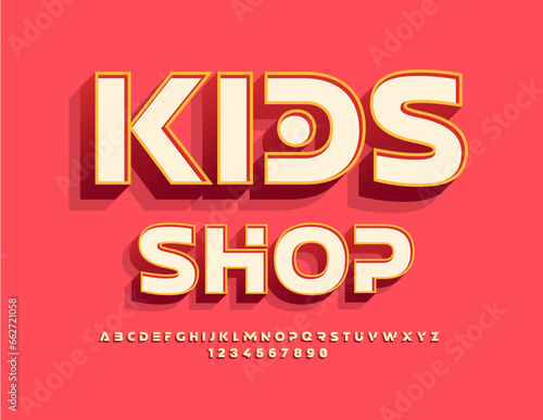 Wallpaper Mural Vector cool Signboard Kids Shop. Unique bright. Modern 3D Alphabet Letters and Numbers set Torontodigital.ca