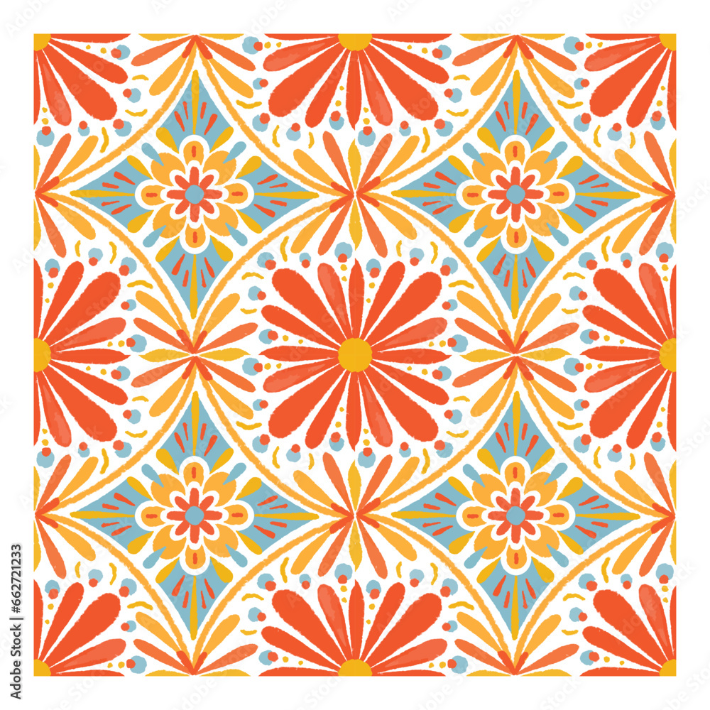 Orange seamless pattern for ceramic tiles, vector flat illustration. Vector illustration Orange seamless pattern for ceramic tiles, vector flat illustration. Vector illustration