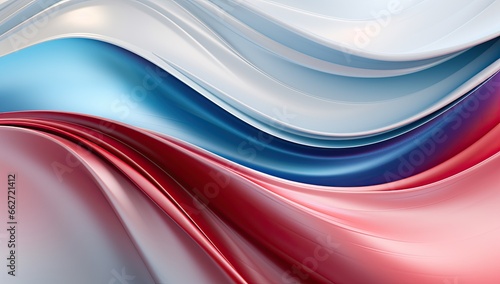 abstract shape with a blue and red wave  in the style of aluminum