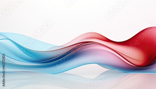 abstract shape with a blue and red wave, in the style of aluminum