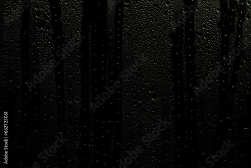 Wet window with water streaks. Glass with raindrops on a dark background. Background or overlay for use in design.