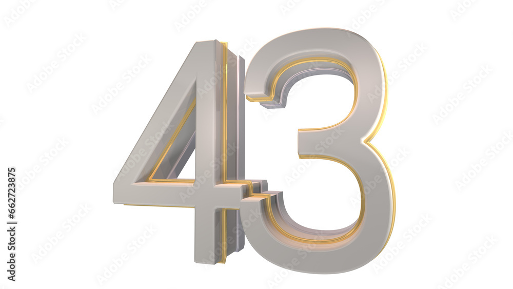 Obraz premium Creative white 3d number 43