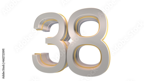 Creative white 3d number 38