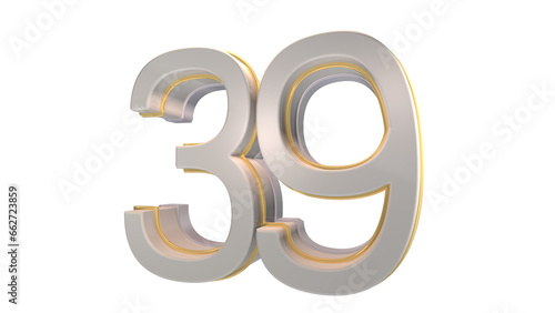 Creative white 3d number 39