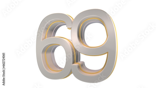 Creative white 3d number 69