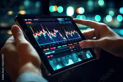 Online fund buying in recession crisis trading cryptocurrency bitcoin in disruption business crisis protect risk and loss in stockmarket. Close-up of data on digital tablet. Banking with technology