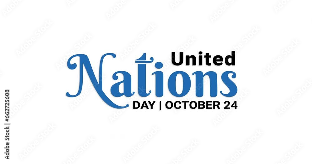 United Nations Day Lettering text animation. Handwritten text with alpha channel. Celebrated every year on October 24. Great for yearly events. Transparent background, easy to put into any video United Nations Day Lettering text animation. Handwritten text with alpha channel. Celebrated every year on October 24. Great for yearly events. Transparent background, easy to put into any video