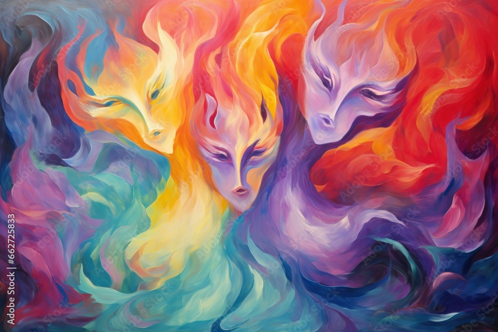 Elemental chaos spirits, embodying the unpredictable forces of nature - Generative AI Elemental chaos spirits, embodying the unpredictable forces of nature - Generative AI