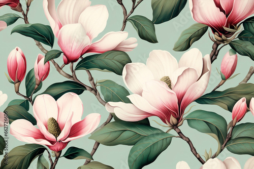 Art blossom vintage flower seamless retro decorative wallpaper pattern floral pink spring design