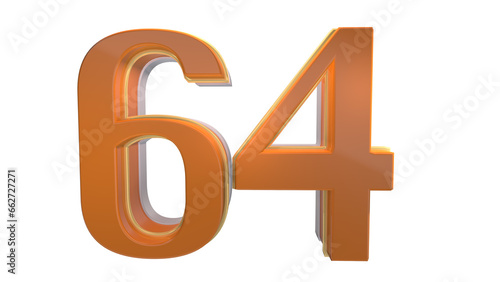 Creative orange 3d number 64