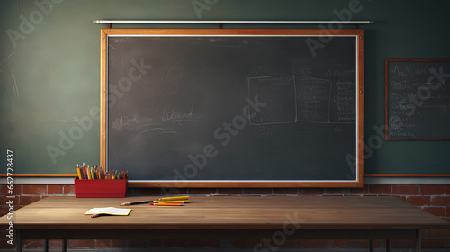Front view of blackboard in the class room