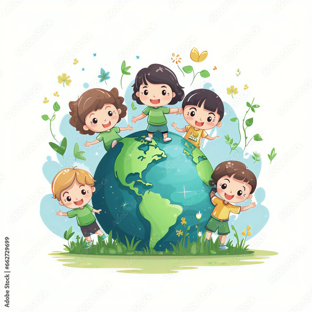 World Environment Day Celebration of Cartoon Character Isolated on White Background.