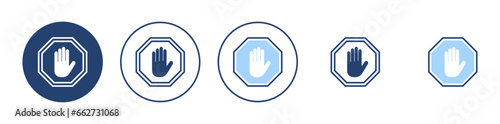 Stop icon vector. stop road sign. hand stop sign and symbol. Do not enter stop red sign with hand