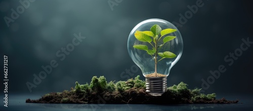 Earth day or energy environment conservation represented by a tree in a light bulb