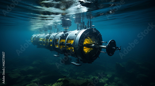 Tidal Energy: Tidal turbines positioned underwater to capture the energy of ocean tides. photo