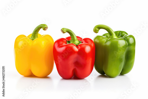 Colorful bell peppers on white background