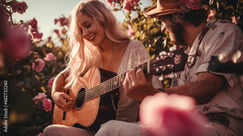 Backyard Retreat: Guitar Jamming in Nature's Oasis, Generative AI