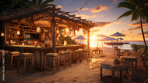 Beach bar sunset outdoor