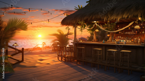Beach bar sunset outdoor