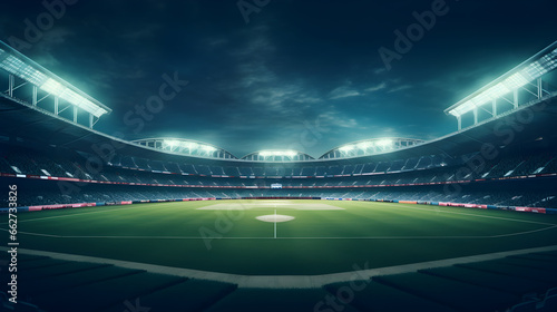 Sports stadium cinematic background wallpaper, cricket, football, baseball stadium background with cinematic clouds on background © Muhammad