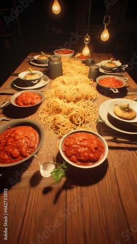 Proud spaghetti rancher with good bit food picture Ai generated art