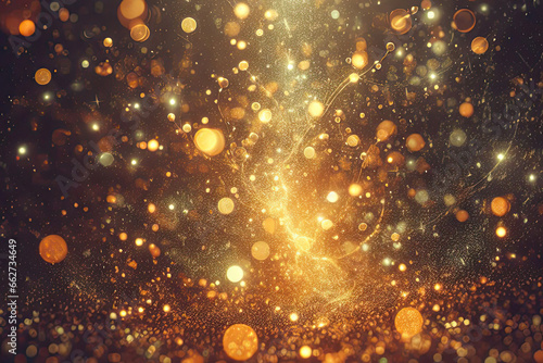 Golden particles and sprinkles background   festive wallpaper . generative AI illustration