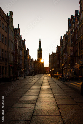Old Town of Gdansk at sunset. Poland, Europe.