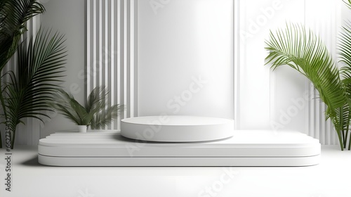 3d render of white mockup podium background  Luxury minimal scene  Promotion display