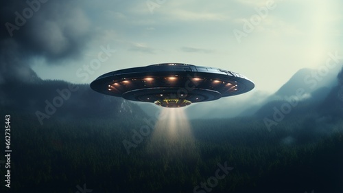 Alien spaceship shift floating sky photography picture Ai generated art