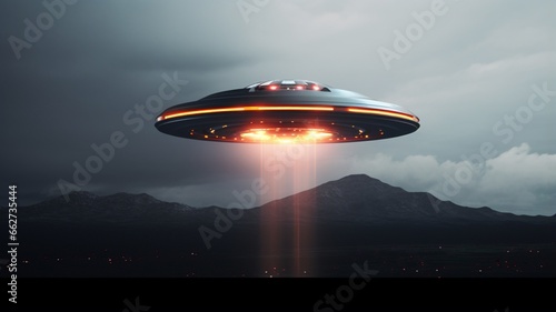 Alien spaceship shift floating sky photography picture Ai generated art © Manik007