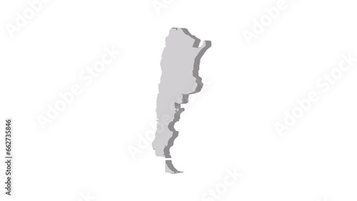Argentina map 3d grey on white background. Dynamic 4K animation motion graphics unleashed.