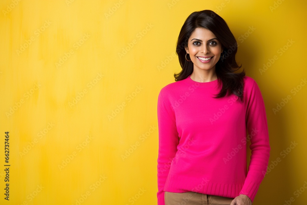 Chic and Confident: The Attractive Fashion Maven Flaunting Creativity in a Plain Tee, Striking Poses on a Solid Backdrop Chic and Confident: The Attractive Fashion Maven Flaunting Creativity in a Plain Tee, Striking Poses on a Solid Backdrop