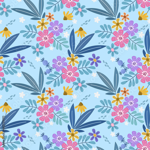 Blooming flowers design seamless pattern. This pattern canbe use for fabric  textile  wallpaper.