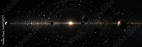 広大な宇宙と惑星と軌道のアブストラクト背景素材 photo
