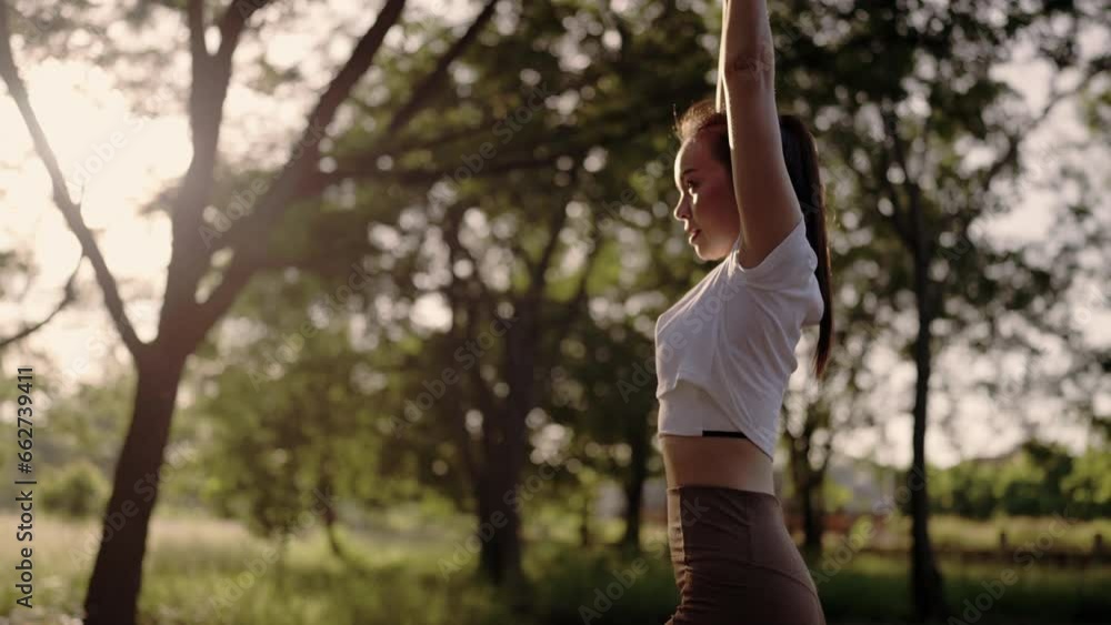4k resolution slow motion Asian female woman doing workout stretching, jogging and running on summer at a city park,health care and sportive concept. 4k resolution slow motion Asian female woman doing workout stretching, jogging and running on summer at a city park,health care and sportive concept.