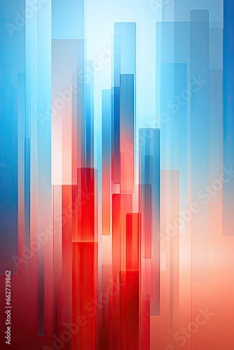 Red and Blue Glitch Art Backdrop vertical Portrait - Background with streight lines  sharp edges and blocks - digital technology illustration element - generative ai