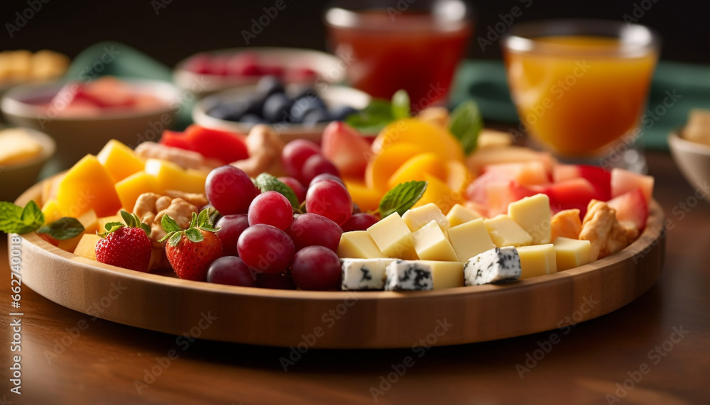 A gourmet snack tray with a variety of fresh berry fruits generated by AI