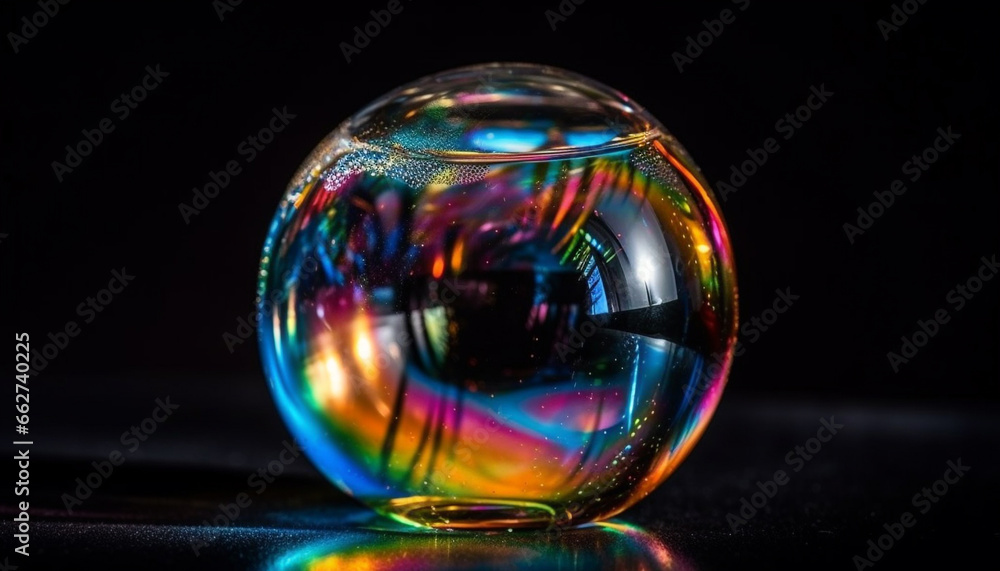 Vibrant sphere reflects nature beauty in a translucent glass material generated by AI Vibrant sphere reflects nature beauty in a translucent glass material generated by AI