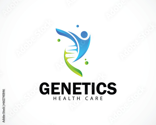 genetics logo creative DNA biology health care people design concept medical