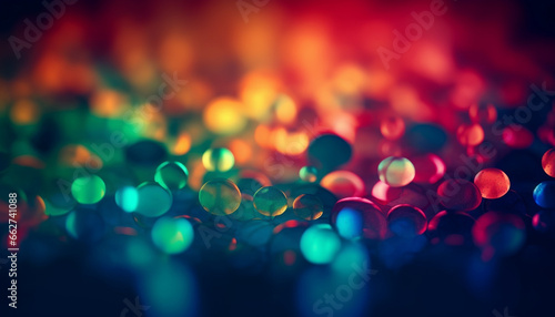 Multi colored abstract circles glowing in vibrant colors, illuminated backdrop celebration generated by AI